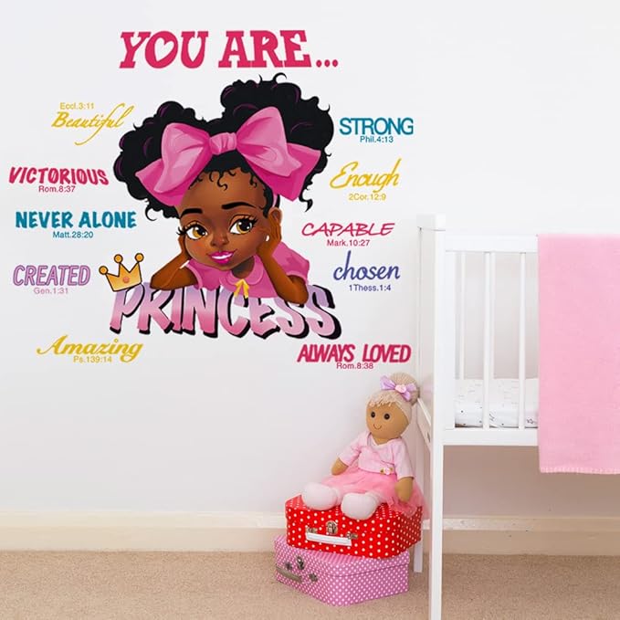 Runtoo Black Girl Inspirational Quotes Wall Decal African American Saying Wall Stickers Kids Girls Bedroom Living Room Home Decor