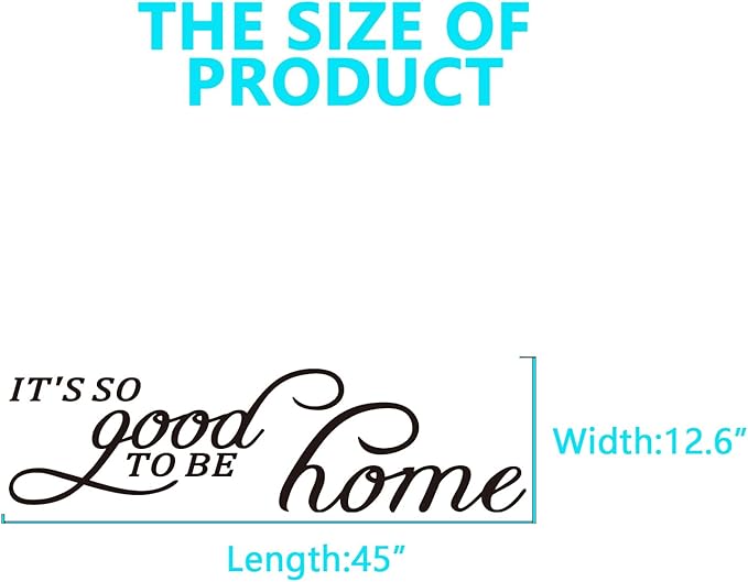 Motivational Home Wall Decals for Bedroom: Inspirational Family Quotes Vinyl Art Wall Stickers for Living Room Kitchen Apartment Bathroom - It's So Good to Be Home 45" X 12.6"