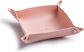 SANQIANWAN Leather Jewelry Valet Tray for Women and Man, Entryway Table Bedside Nightstand Desk Portable Small Catchall Travel Dish Plate for Key,Wallet,Watch,Phone,Coin(Pink-B)