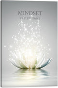 Lotus Flower Wall Art Canvas Mindset Motivational Quotes Poster for Zen Office Wall Decor Spiritual Meditation Prints Artwork Framed (12 x 16inches)