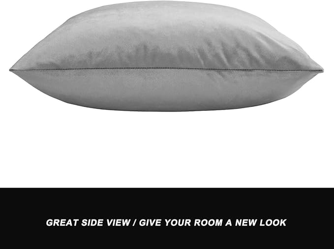 GIGIZAZA Decorative Throw Pillow Covers 16 x 16, Silver Grey Soft Pillow Covers Velvet,Set of 4 Decor Square Cushion Covers
