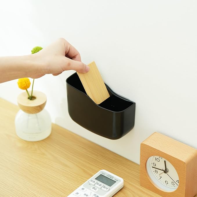 SUNFICON Remote Holder Wall Mount TV FAN Remote Control Holder Bedside Caddy Wall Organizer Phone Holder for Office Adhesive Media Player Controller Holder Box Tray Home Desk Nightstand 2 Black