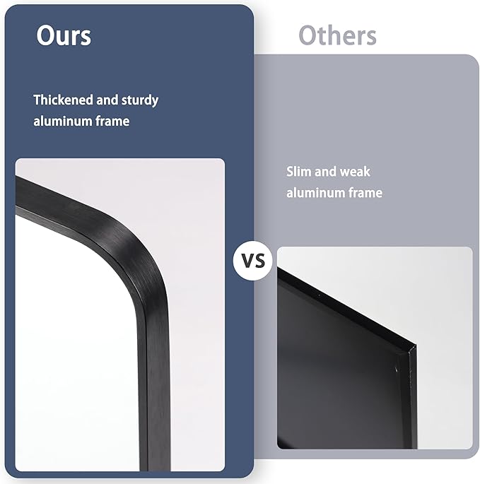 Giftgarden 47”x14” Black Full Length Mirror Aluminum Alloy Framed, Sleek Long Full-Body Metal Tall Mirror Wall Mounted or Hang Over The Door for Bedroom Bathroom Closet