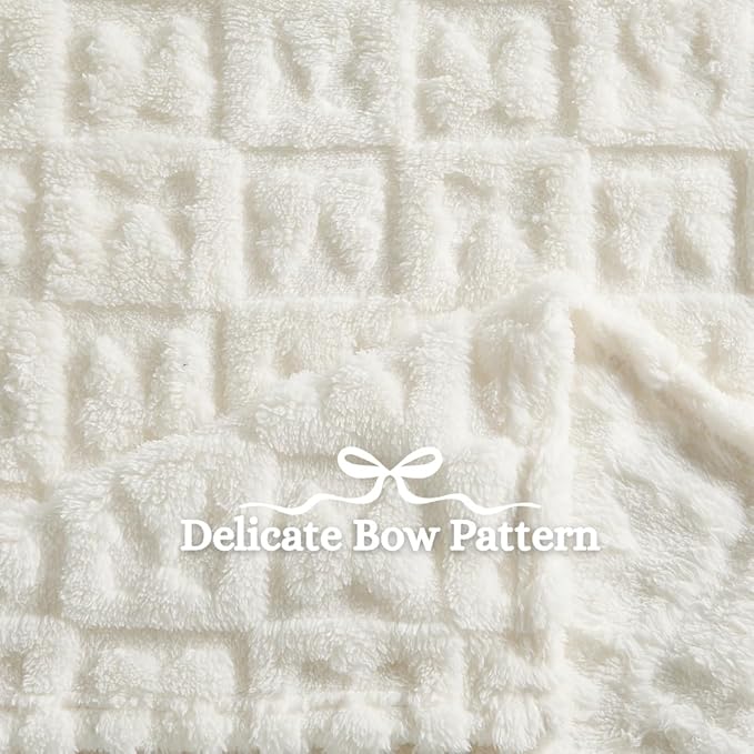 Belle Bow Baby Blanket 30x40 – Ultra Soft Fleece Bow Blanket for Gender Reveal, Cozy Baby & Pet Stroller Blanket for Newborn Infant Toddler (Cream)