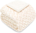 Whale Flotilla Faux Fur Sherpa Throw Blanket for Couch Sofa, Cozy Reversible Fuzzy Fluffy Plush Throws for All Season, Warm and Soft, 50x60 Inch, Ivory