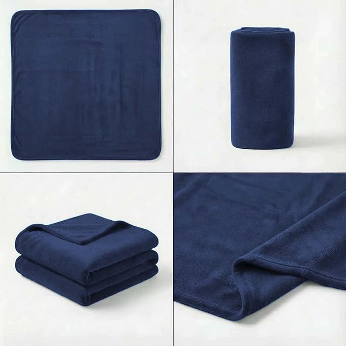 Fleece Blanket Full/Queen - 80x90 Inch Lightweight & Buttery-Soft Throw for Bed, Sofa, Camping | 300GSM Cloud-Touch Microfiber | Cozy Essentials for Travel & Movie Nights, (Navy)