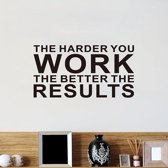 AnFigure Gym Quotes Wall Decals: Inspirational Office Vinyl Art Wall Stickers for Garage Classroom School Workspaces - The Harder You Work The Better The Results 28.6"X15"