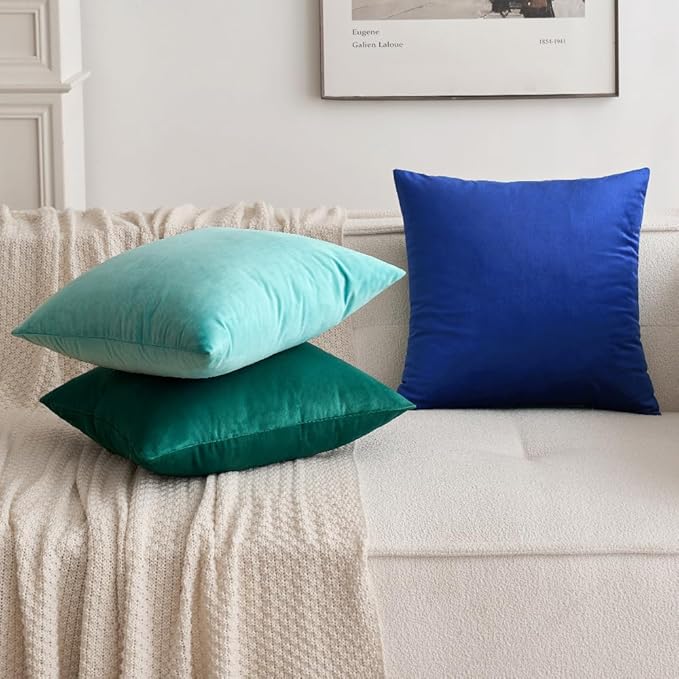 MIULEE Velvet Throw Pillow Covers 20x20 Inch, Pack of 2 - Royal Blue, Soft Solid Decorative Pillow Covers Cushion Cases Modern Luxury Home Decor for Couch Sofa Bedroom Livingroom