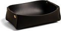 Faux Leather Valet Tray Organizer for Men,Entryway Table Storage Box for Watch Key Phone Dresser EDC Dump Jewelry, Bedside Nightstand Desk-top Catchall Tray,Black