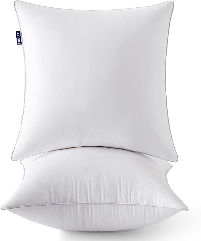 MIULEE 22 x 22 Pillow Inserts (Set of 2) -Decorative Throw Pillows for Sofa Couch with 100% Cotton Covers