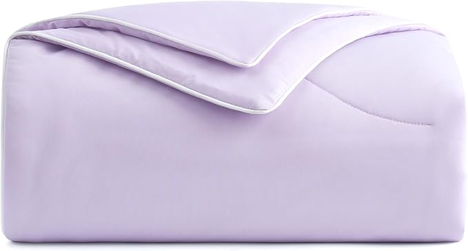 Cozy Bliss Cooling Comforter Twin Size, Reversible Lightweight Cooling Blankets for Hot Sleepers and Night Sweats, Q-Max>0.45 Soft Breathable Silky Smooth Summer Comforter, Lavender Purple, 68"x90"