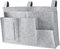GLEAVI Felt Fabric Hanging Organizer Storage Bag for Bedside Dorm Car and Sofa Capacity with Mesh Pockets for Phone Snacks Books Chargers Easy to Attach to Bed Rails