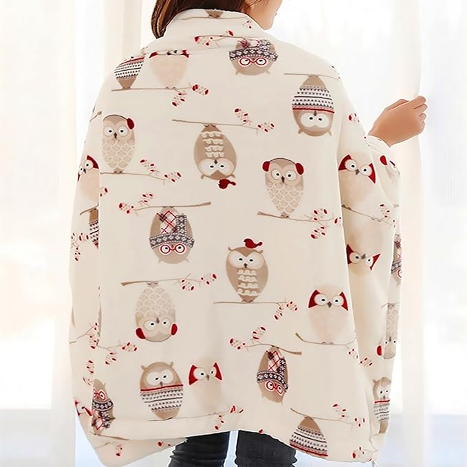 UKELER Owl Sherpa Fleece Blanket Twin Size 60''x80''- Ultra Soft Cozy Flannel Blanket for Bed/Couch/Sofa/Office/Camping, Great Gift for Women's Day,Mother's Day,Father's Day,Thanksgiving,Christmas