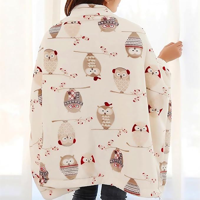 UKELER Owl Sherpa Bed Blanket King Size 90''x108''- Ultra Soft Cozy Flannel Fleece Blanket for Bed/Couch/Sofa/Office, Great Gift for Women's Day,Mother's Day,Father's Day,Thanksgiving,Christmas
