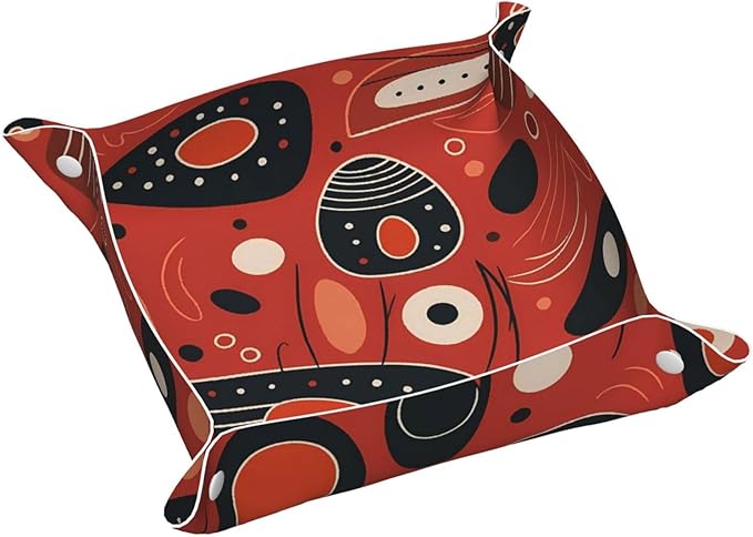 Modern Abstract Artistic Pattern Tray Men's Leather Valet Parking Portable Entrance Trays Bedside Storage Box
