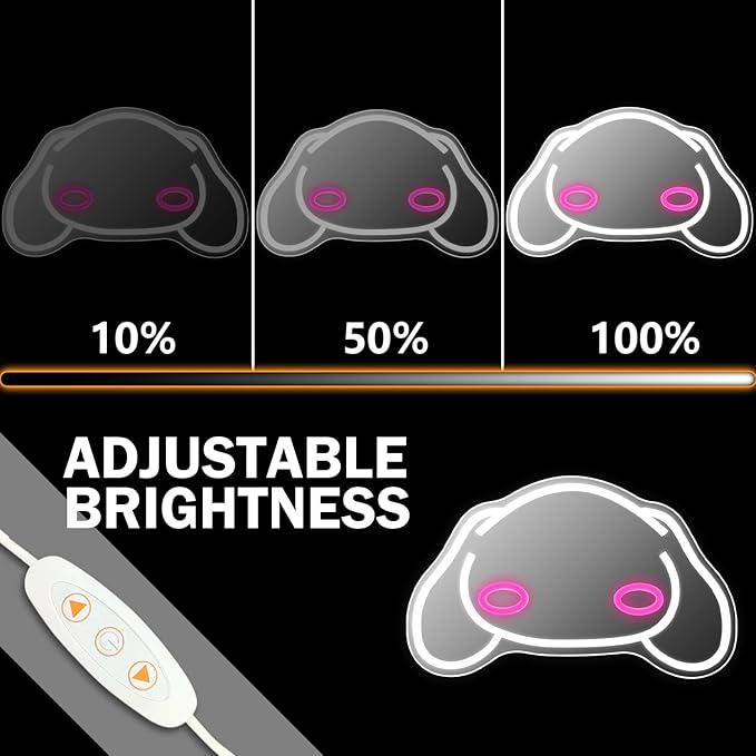 Anime Mirror Neon sign Dimmable Led Sign for Dresser Room Decor Dog Wall Neon Light Up Acrylic Mirror Bedroom Wall Locker Room Living Room Gifts