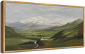 SHENIFY 20x40in Extra Large Vintage Framed Wall Art Mountain Range Valley River Landscape Painting Retro Meadow Scenery Farmhouse Bedroom Above of Bed Living Room Decor - Natural Framed