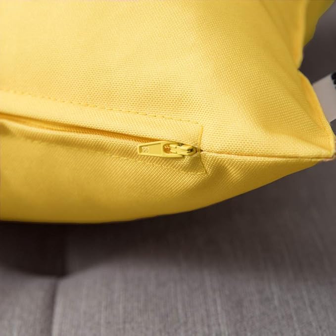 MIULEE Pack of 2 Decorative Outdoor Waterproof Pillow Covers Square Garden Cushion Sham Throw Pillowcase Shell for Patio Tent Couch 16x16 Inch Yellow