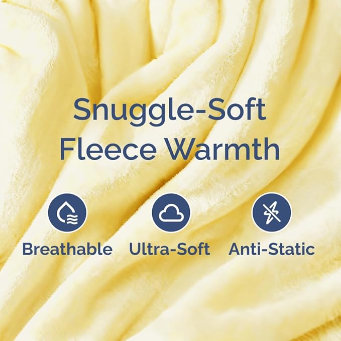 Ultra Soft Fleece Blanket Throw Size - Flannel Fleece Luxury Throw Blanket - Lightweight for Couch Bed Chair - Thick, Warm & Breathable - All Season Cozy Anti-Static Microplush Bedding, Yellow