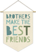 Boy Nursery Decor Canvas Banner,Brothers Make The Best Friends Bedroom Playroom Wall Art Decorations,Boho Twin Room Sign,Big Bro Lil Bro, Sage Green Blue Kids Room Wall Hanging Pennant Banner