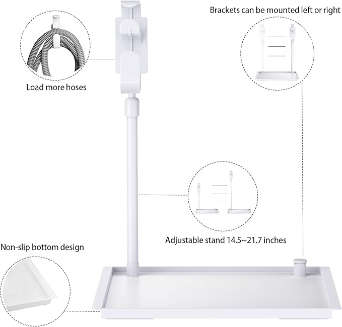 CPAP Protector Mat - CPAP Hose Holder Bedside Organizer - CPAP Hose Hanger with Retractable Hook for CPAP Mask & Tube,Keep cpap supplies neat and tidy, Enhances Sleep Quality (white)