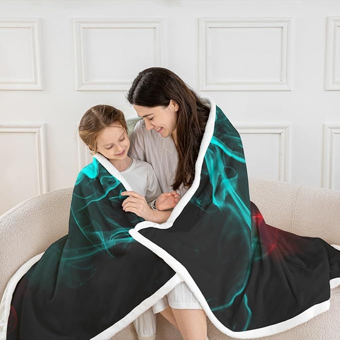 Gaming Blanket Throw for Boys Game Console Sherpa Blanket Twin 60"x80" Kids Teen Gamer Fleece Blanket Modern Gamepad Bedspread Cover Game Room Sofa Decor Game Controller Turquoise Red Black