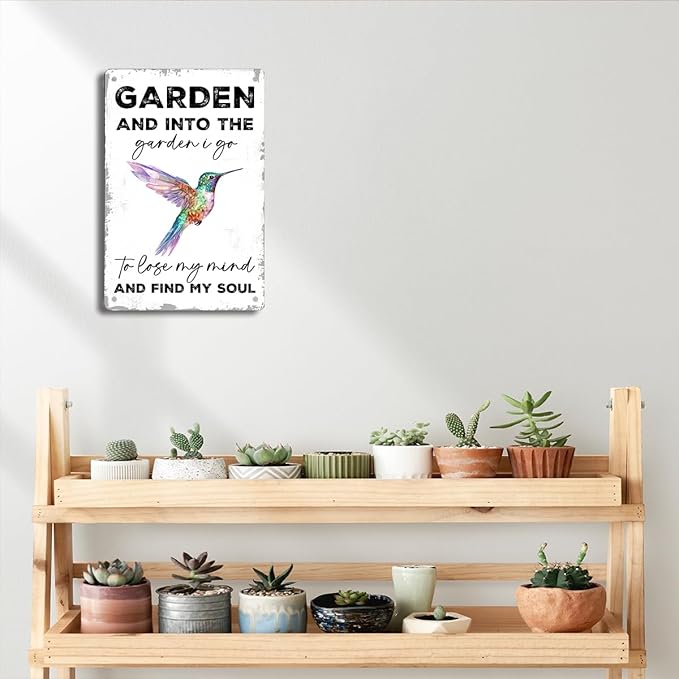 Garden Signs Gifts Vintage Gardening Metal Tin Signs Into The Garden To Lose My Mind for Home Garden Greenhouse Living Room Bedroom Yard Cottage Outdoor Decor 8X12 Inch