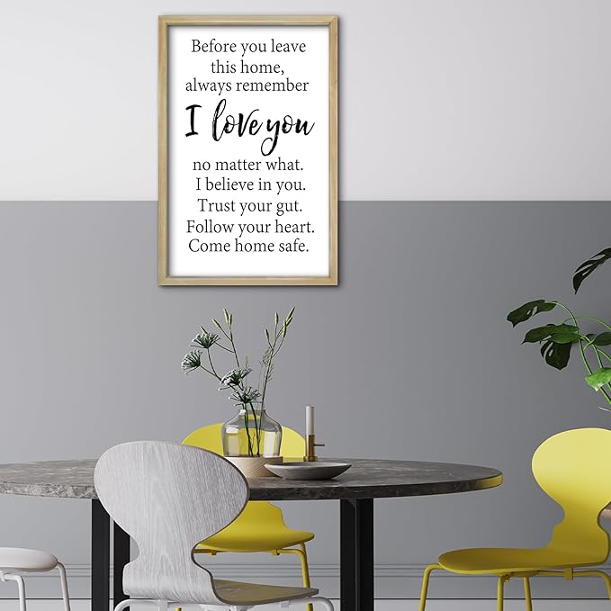 RLWangChao Before You Leave This Home Wall Decor Art 24"X16" I Love You Sign Inspirational Quotes Family Entryway Wood Framed Wall Hanging (Wood)