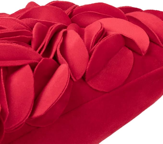 KINGROSE Handmade 3D Flower Throw Pillow Cover Decorative Cushion Cover Soft Pillow Case Sham for Sofa Couch Bed Living Room Home 12 X 20 Inches Velvet Christmas Red