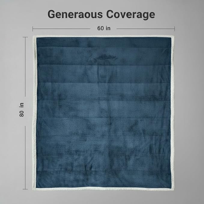 Sherpa Double-Sided Blankets, Plush & Cuddly Throw, Extra-Plush Thermal Fleece Blanket for Sofa/Couch/Bedding, Super Soft Living Room Blanket with Anti-Pilling (Blue, 60×80)