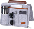 Bringsine Bedside Caddy, Felt Bed Storage Organizer Hanging Bag Holder with 5 Pockets for Magazine Book Phone Tablet iPad Cables Remote & Water Bottle Holder Home Dorm Bed Sofa-Light Gray