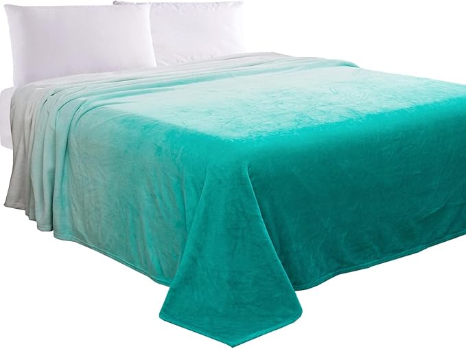 Elegant Comfort Luxury Velvety Feel Blanket, All-Season Lightweight Blanket, Ultra Plush, Soft, Cozy-Fuzzy Flannel Fleece for Couch, Sofa, Bed, Travel, Ombre Design, Full/Queen, Tiffany