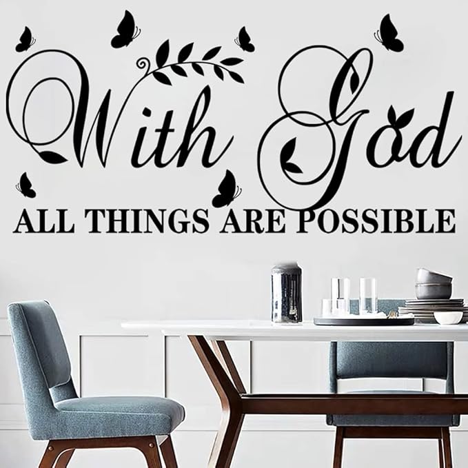 with God All Things are Possible Wall Stickers InspirationalDecal Vinyl Decals Motivational Office Decor Quote Wall Art Vinyl Wall Decal Living Bed Room School Words Saying