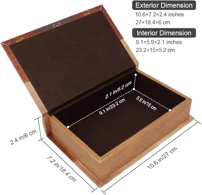 PACOLO Decorative Book Boxes, Faux Wood with Magnetic cover Storage for Hidden Jewelry, Money, and Cash (Love)