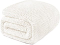 Exclusivo Mezcla Twin Blanket for Bed, Cozy Lightweight Fleece Blankets for All Season, Decorative Giftable Fuzzy Plush Wave Textured Suitable for Women, Men, Ivory, 90x66 Inches