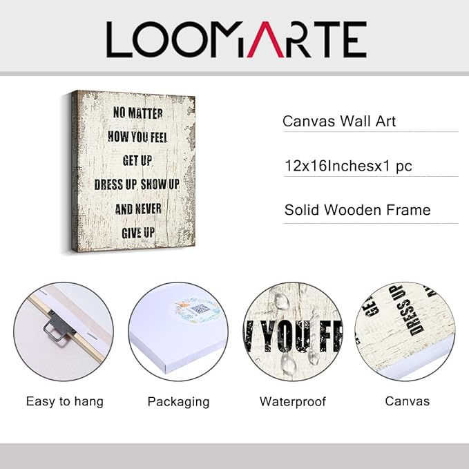 Motivational Wall Art Office Decor Quotes Wall Decor for Men Women Positive Canvas Prints Wooden Picture Artwork for Classroom Gym Home Decorations, 12x16 Inch with Inner Framed