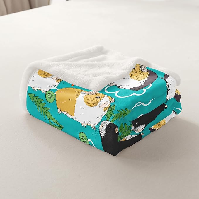 Erosebridal Kids Guinea Pig Blanket - Sherpa Fleece for Boys & Girls - Cavia Porcellus Design, 30"x40", Green, Blue, Red
