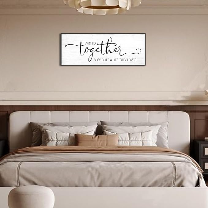 YPY And So Together They Built A Life They Loved Wall Decor 40''x15'' Couples Master Bedroom Over The Bed Wall Decor Sign Pictures Large Bedroom Wall Art Above Bed Farmhouse Quotes