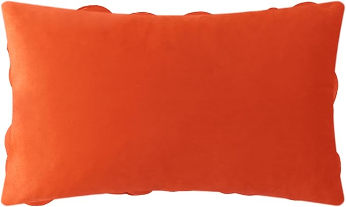 KINGROSE Handmade 3D Floral Decorative Throw Pillow Case Solid Flower Cushion Covers Decorative Pillow Cover for Bed Living Room Sofa Couch Home 12 x 20 Inches Velvet Dark Orange