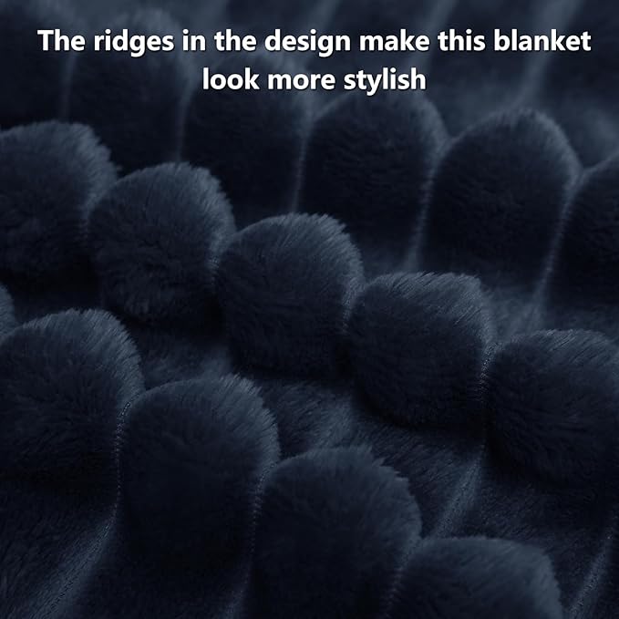 Soft Navy Blue Queen Size Blanket for Bed - 300GSM Cozy Bedding Fleece Blanket for Men, Large Lightweight Sofa Couch Cover Bed Blankets for Her Him, Home Room Decor, Navy Blue, 90x90 Inches