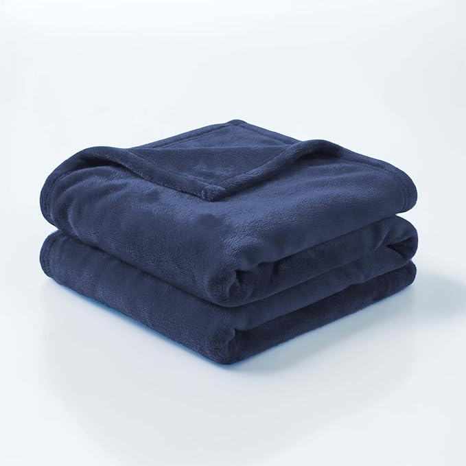 Fleece Blanket Full/Queen - 80x90 Inch Lightweight & Buttery-Soft Throw for Bed, Sofa, Camping | 300GSM Cloud-Touch Microfiber | Cozy Essentials for Travel & Movie Nights, (Navy)