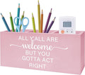 Pink Western Makeup Brush Holder, Preppy Western Cowgirl Toothbrush Holders for Girly Bathroom, All Y'all are Welcome But You Gotta Act Right Pen Holder Organizer for Dorm Bedroom Desk