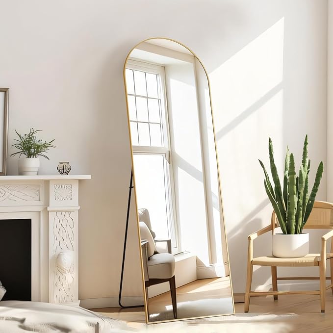 Mirror Full Length, Upgraded Body Wall Mirrors with Shatter-Proof Glass, Floor Standing, Hanging or Leaning, Tall Mirror with Stand Aluminum Alloy Frame for Bedroom Cloakroom