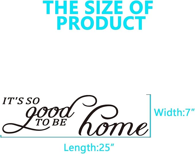 Inspirational Family Wall Stickers for Bedroom: Motivational Home Quotes Vinyl Art Wall Decals for Living Room Kitchen Apartment Bathroom - It's So Good to Be Home 25" X 7"