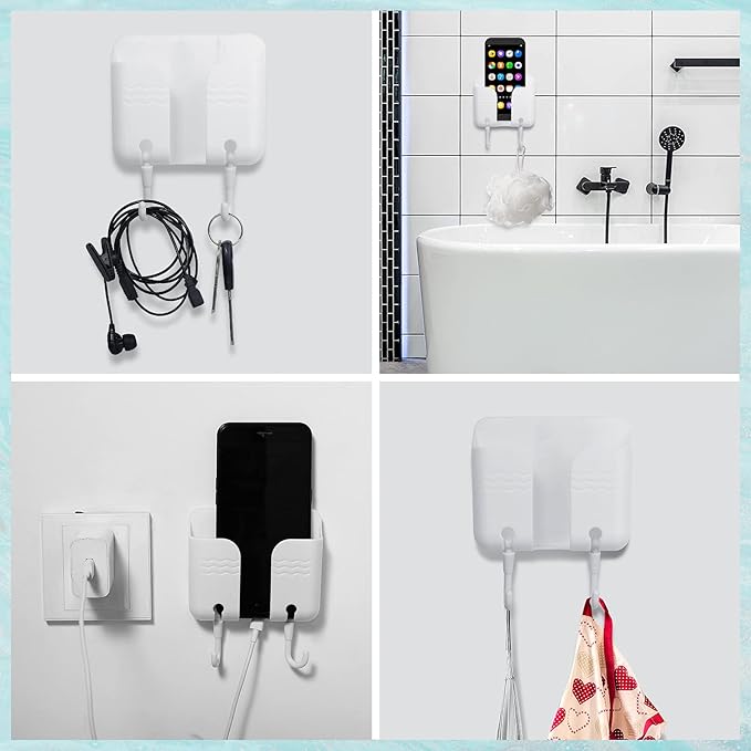 3 Pieces Adhesive Remote Holders Wall Mount Phone Holder Without The Need to Drill Holes in Your Wall Universal TV Remote Organizer Caddy Box for Bedroom Kitchen Bathroom
