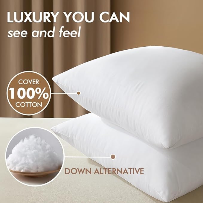 MIULEE 22x22 Synthetic Down Alternative Pillow Insert Euro Decorative Throw Pillow 22 x 22 Inch Body Bed Sleeping Ultra Soft Fluffy Form for Sofa Couch Bed