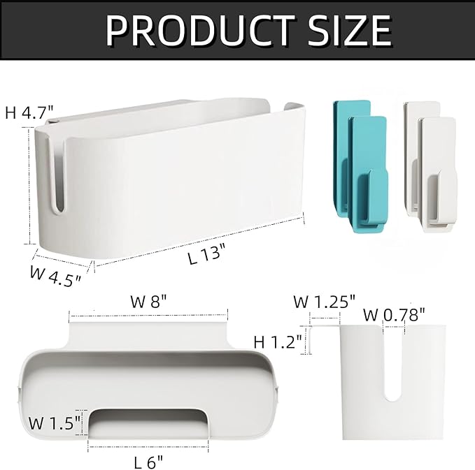 Bedside Caddy Organzier, Bunk Bed Shelf Accessories for Dorm, Bed Caddy Hanging with Hooks for Remotes, White, 11 lbs Capacity