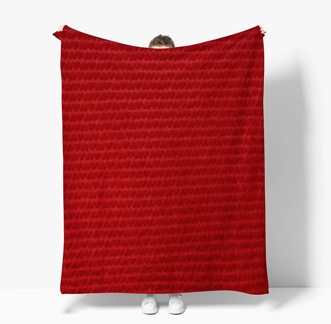 Horaldaily Valentine Blanket Throw, Red Cute Love Heart Soft Fuzzy Plush Faux Fur Cozy Blankets for Couch Sofa Bed Lounging, Ideal Gifts for Kids Adults Wife Self, 60x80