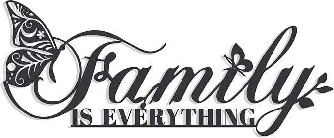 Family Signs Metal Wall Decor, Oppro Family Is Everything Word Sign with Butterfly for Home Decor, Black Art Plaque Letters for Living Room Dining Room Bedroom Housewarming Mother's Day Father's Day Christmas , 17”x6.3”