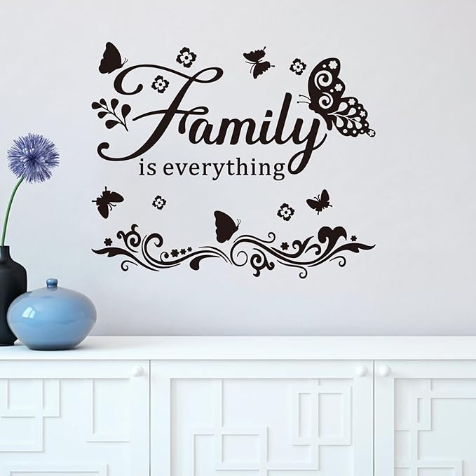 Motivational Home Wall Decals for Bedroom: Family Inspirational Quotes Vinyl Art Wall Stickers for Living Room Kitchen Apartment Bathroom - Family is Everything 24" X 20"